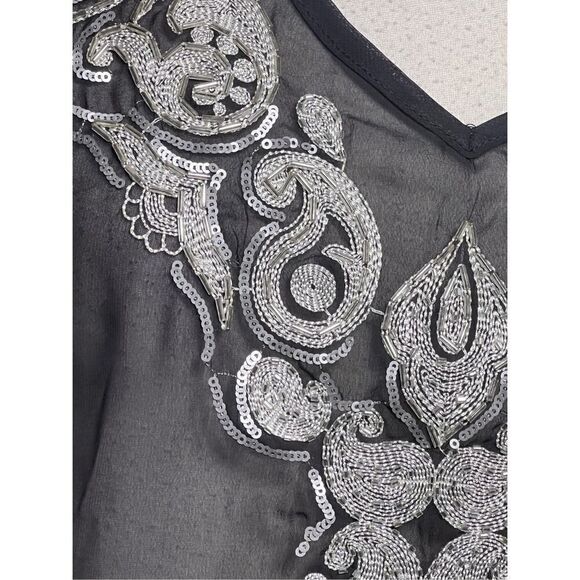 Anthony Original NWT Black Embellished Sheer Tunic, Blouse, Dress Size 8 - Picture 3 of 6